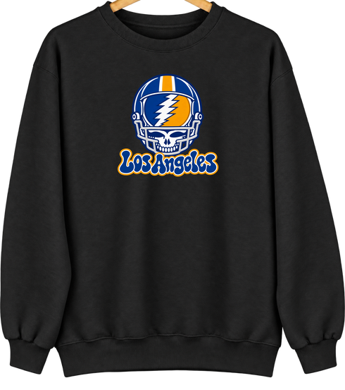 Los Angeles Helmet Stealie Premium Unisex Crewneck — Los Angeles Rams — Black