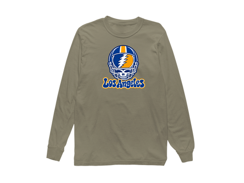 Los Angeles Helmet Stealie Premium Unisex Long-Sleeve — Los Angeles Rams — Sandstone