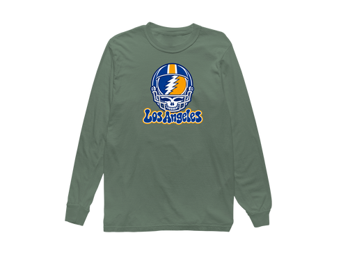 Los Angeles Helmet Stealie Premium Unisex Long-Sleeve — Los Angeles Rams — Light Green