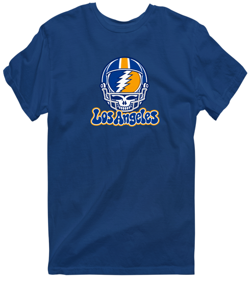 Los Angeles Helmet Stealie Premium Unisex T-Shirt — Los Angeles Rams — Navy
