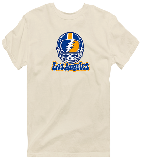 Los Angeles Helmet Stealie Premium Unisex T-Shirt — Los Angeles Rams — Sand
