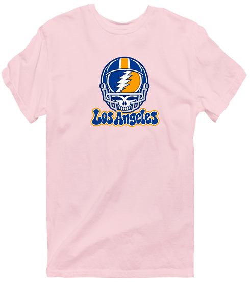 Los Angeles Helmet Stealie Premium Unisex T-Shirt — Los Angeles Rams — Light Pink