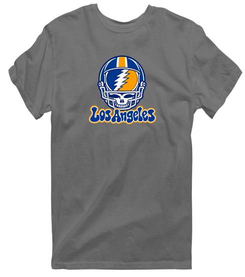 Los Angeles Helmet Stealie Premium Unisex T-Shirt — Los Angeles Rams — Charcoal