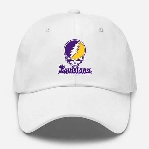 Louisiana Stealie Premium Unisex Dad Hat — Design: Louisiana State University — White