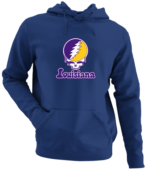 Louisiana Stealie Premium Unisex Hoodie — Design: Louisiana State University — Navy