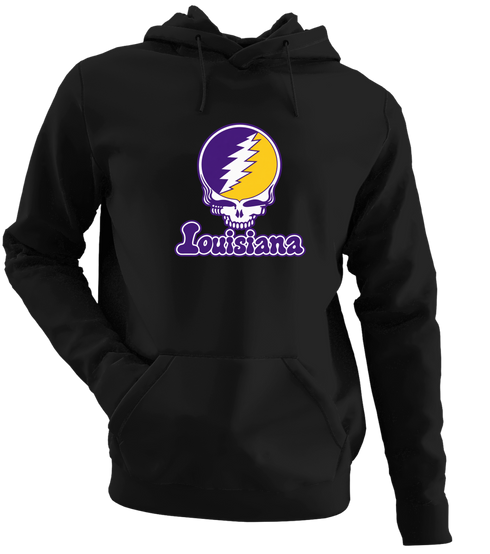 Louisiana Stealie Premium Unisex Hoodie — Design: Louisiana State University — Black