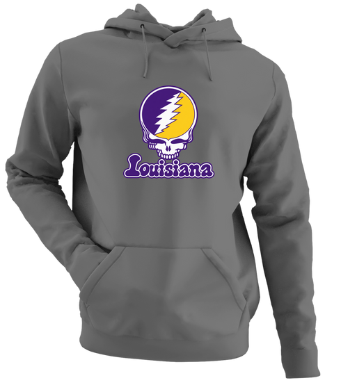 Louisiana Stealie Premium Unisex Hoodie — Design: Louisiana State University — Charcoal