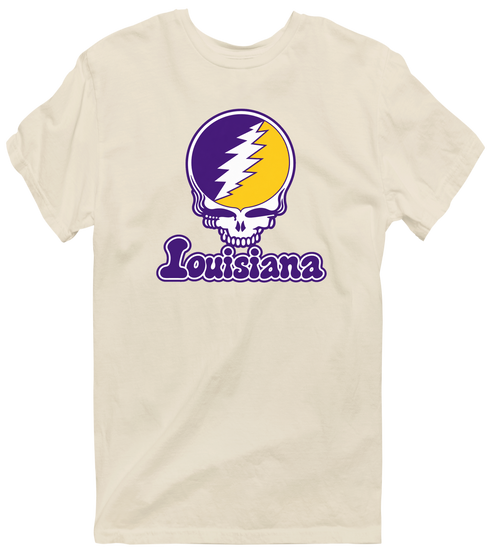Louisiana Stealie Premium Unisex T-Shirt — Design: Louisiana State University — Sand