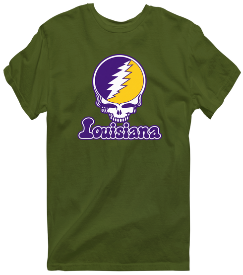 Louisiana Stealie Premium Unisex T-Shirt — Design: Louisiana State University — Military Green