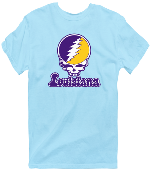 Louisiana Stealie Premium Unisex T-Shirt — Design: Louisiana State University — Light Blue