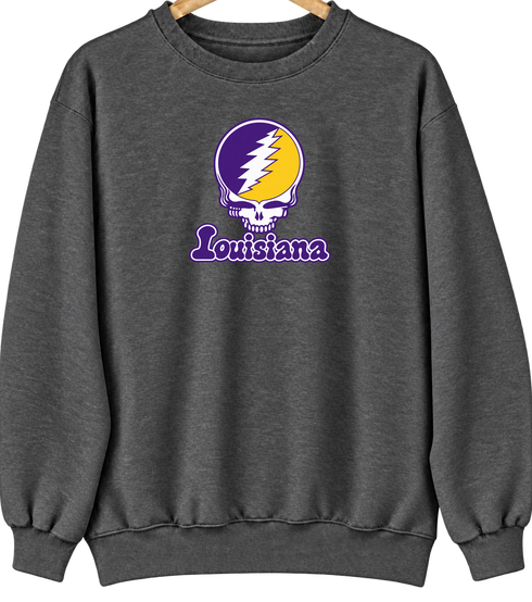 Louisiana Stealie Premium Unisex Crewneck — Design: Louisiana State University — Dark Heather