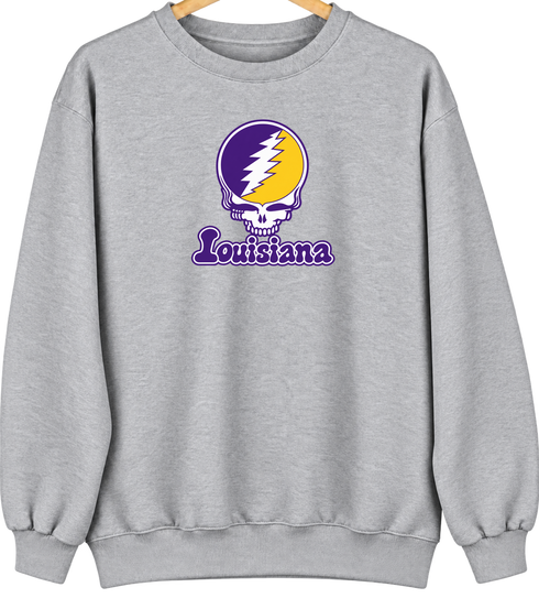 Louisiana Stealie Premium Unisex Crewneck — Design: Louisiana State University — Sport Grey