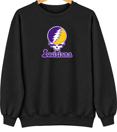 Louisiana Stealie Premium Unisex Crewneck — Design: Louisiana State University — Black