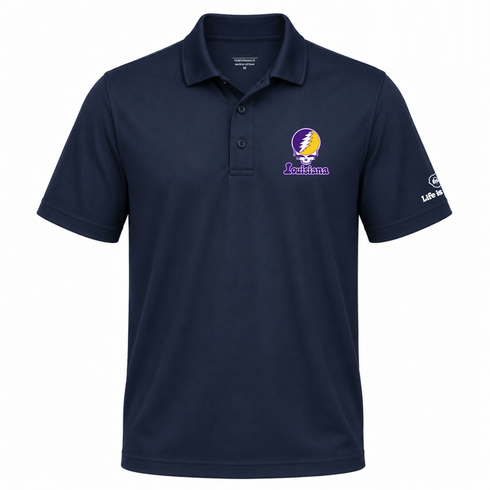 Louisiana Stealie Premium Unisex Polo — Design: Louisiana State University — Navy