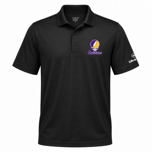 Louisiana Stealie Premium Unisex Polo — Design: Louisiana State University — Black