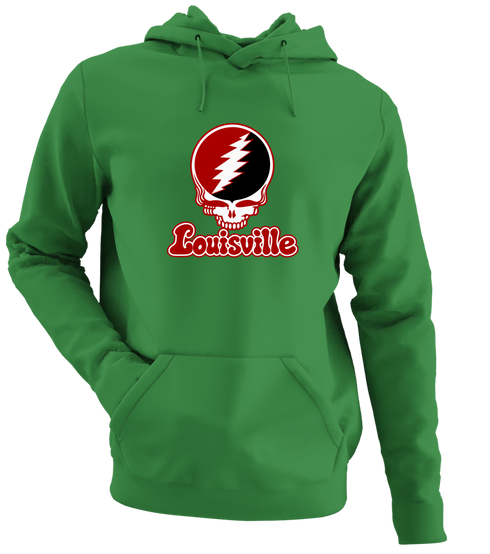 Louisville Stealie Premium Unisex Hoodie — Design: Louisville University of — Irish Green