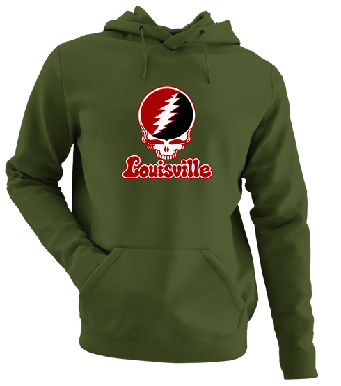 Louisville Stealie Premium Unisex Hoodie — Design: Louisville University of — Military Green