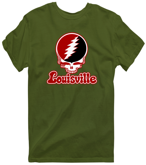 Louisville Stealie Premium Unisex T-Shirt — Design: Louisville University of — Military Green
