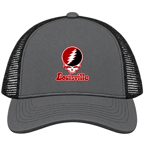 Louisville Stealie Premium Unisex Trucker Cap — Design: Louisville University of — Charcoal/Black