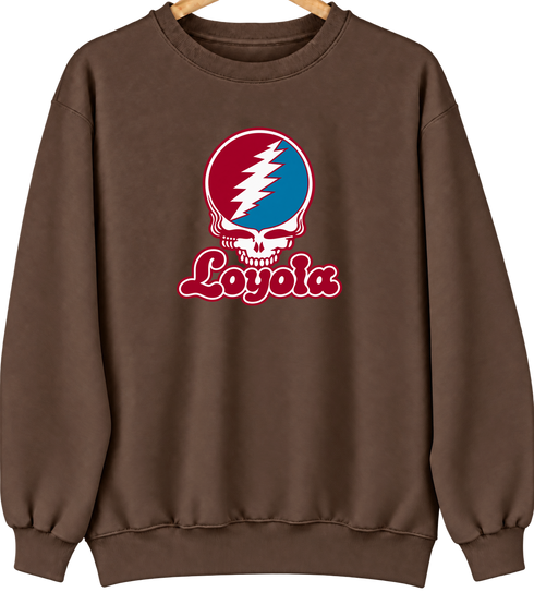 Loyola Stealie Premium Unisex Crewneck — Design: Loyola Marymount University — Brown