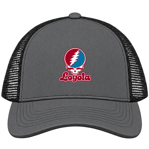 Loyola Stealie Premium Unisex Trucker Cap — Design: Loyola Marymount University — Charcoal/Black