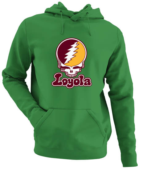 Loyola Stealie Premium Unisex Hoodie — Design: Loyola University Chicago — Irish Green