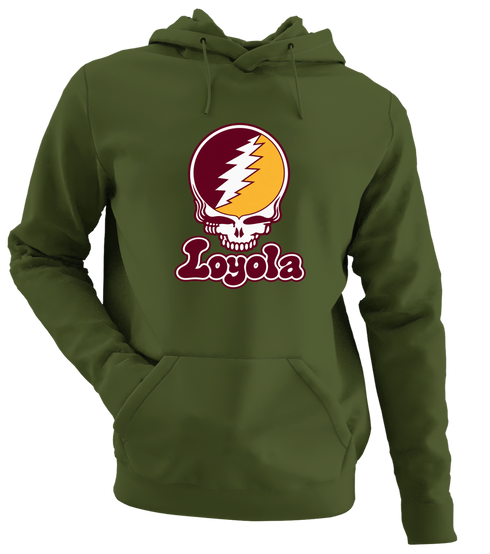 Loyola Stealie Premium Unisex Hoodie — Design: Loyola University Chicago — Military Green