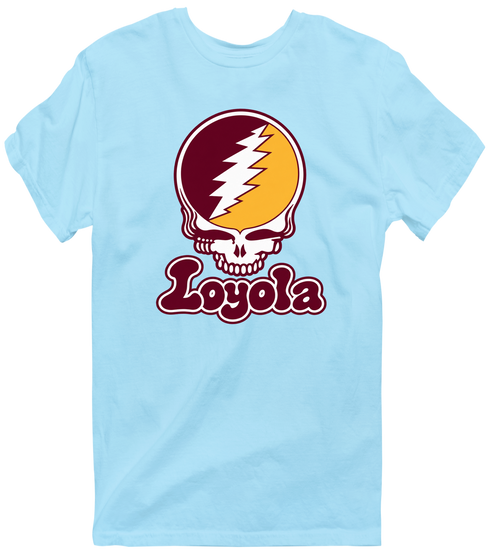 Loyola Stealie Premium Unisex T-Shirt — Design: Loyola University Chicago — Light Blue