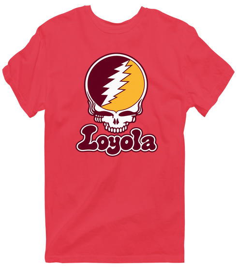 Loyola Stealie Premium Unisex T-Shirt — Design: Loyola University Chicago — Heather Red