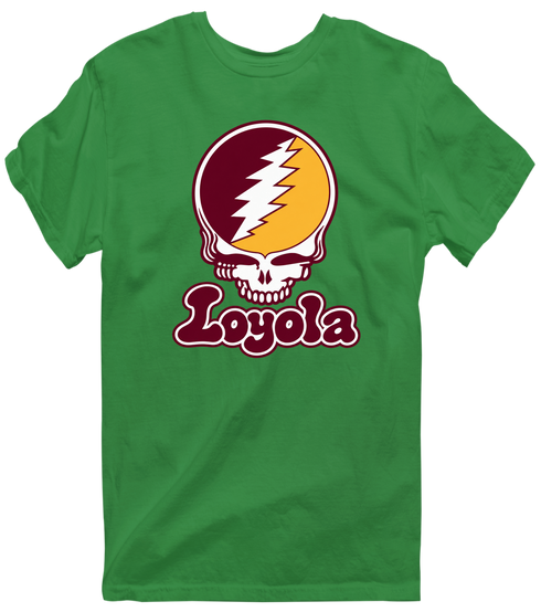 Loyola Stealie Premium Unisex T-Shirt — Design: Loyola University Chicago — Irish Green