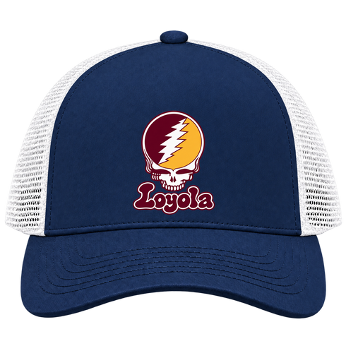 Loyola Stealie Premium Unisex Trucker Cap — Design: Loyola University Chicago — Navy/White