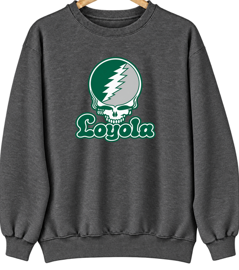 Loyola Stealie Premium Unisex Crewneck — Design: Loyola University Maryland — Dark Heather