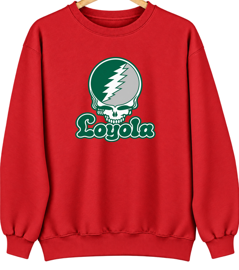 Loyola Stealie Premium Unisex Crewneck — Design: Loyola University Maryland — Red
