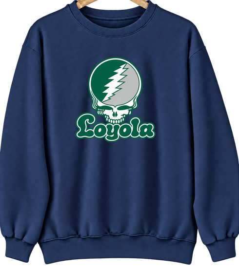 Loyola Stealie Premium Unisex Crewneck — Design: Loyola University Maryland — Navy
