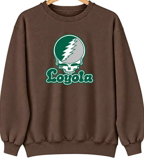 Loyola Stealie Premium Unisex Crewneck — Design: Loyola University Maryland — Brown