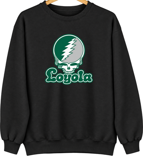 Loyola Stealie Premium Unisex Crewneck — Design: Loyola University Maryland — Black