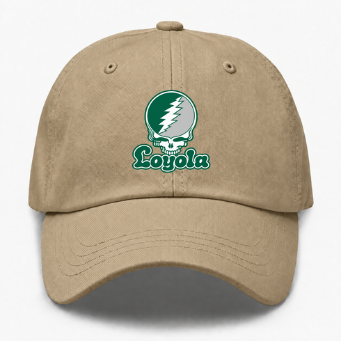 Loyola Stealie Premium Unisex Dad Hat — Design: Loyola University Maryland — Khaki