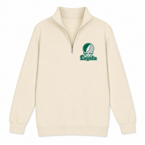 Loyola Stealie Premium Unisex Quarter-Zip — Design: Loyola University Maryland — Sand