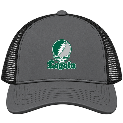 Loyola Stealie Premium Unisex Trucker Cap — Design: Loyola University Maryland — Charcoal/Black