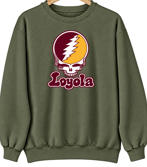 Loyola Stealie Premium Unisex Crewneck — Military Green