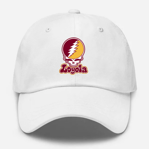 Loyola Stealie Premium Unisex Dad Hat — Design: Loyola University — White