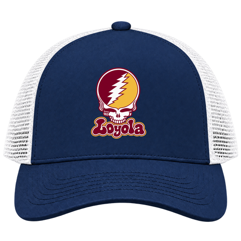 Loyola Stealie Premium Unisex Trucker Cap — Design: Loyola University — Navy/White