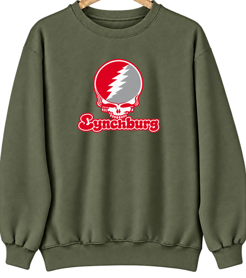 Lynchburg Stealie Premium Unisex Crewneck — Design: Lynchburg University of — Military Green
