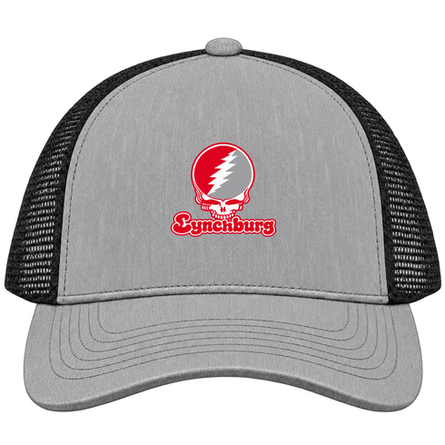 Lynchburg Stealie Premium Unisex Trucker Cap — Design: Lynchburg University of — Heather Grey/Black