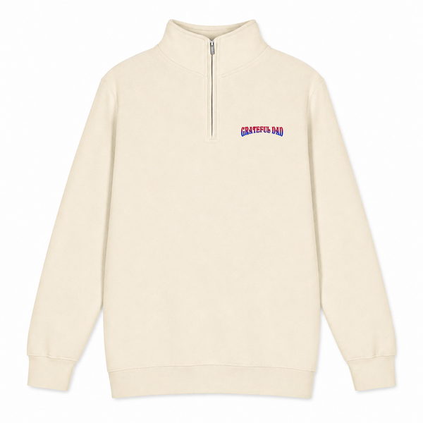 Grateful Dad - Premium Grateful Dead Quarter-Zip Pullover - Sand - 1