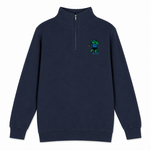 Golfing Bear - Life is dead.® - Premium Grateful Dead Quarter-Zip Pullover - Navy - 3