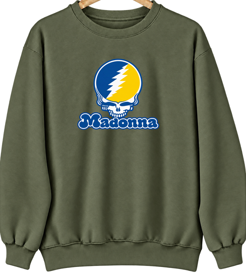 Madonna Stealie Premium Unisex Crewneck — Design: Madonna University — Military Green