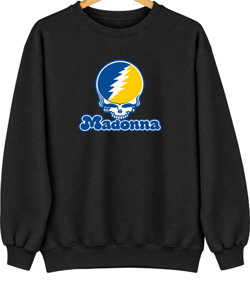 Madonna Stealie Premium Unisex Crewneck — Design: Madonna University — Black