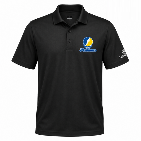 Madonna Stealie Premium Unisex Polo — Design: Madonna University — Black
