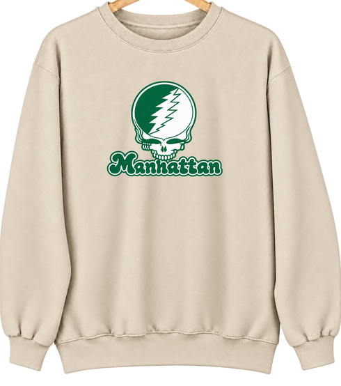 Manhattan Stealie Premium Unisex Crewneck — Design: Manhattan College — Sand